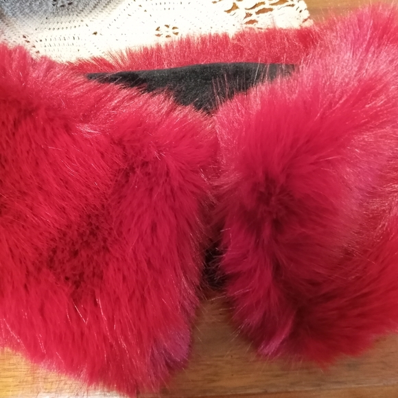 New Faux Fox Fur Headband Hat / Snood Red warm Ear Protecter - Picture 7 of 8